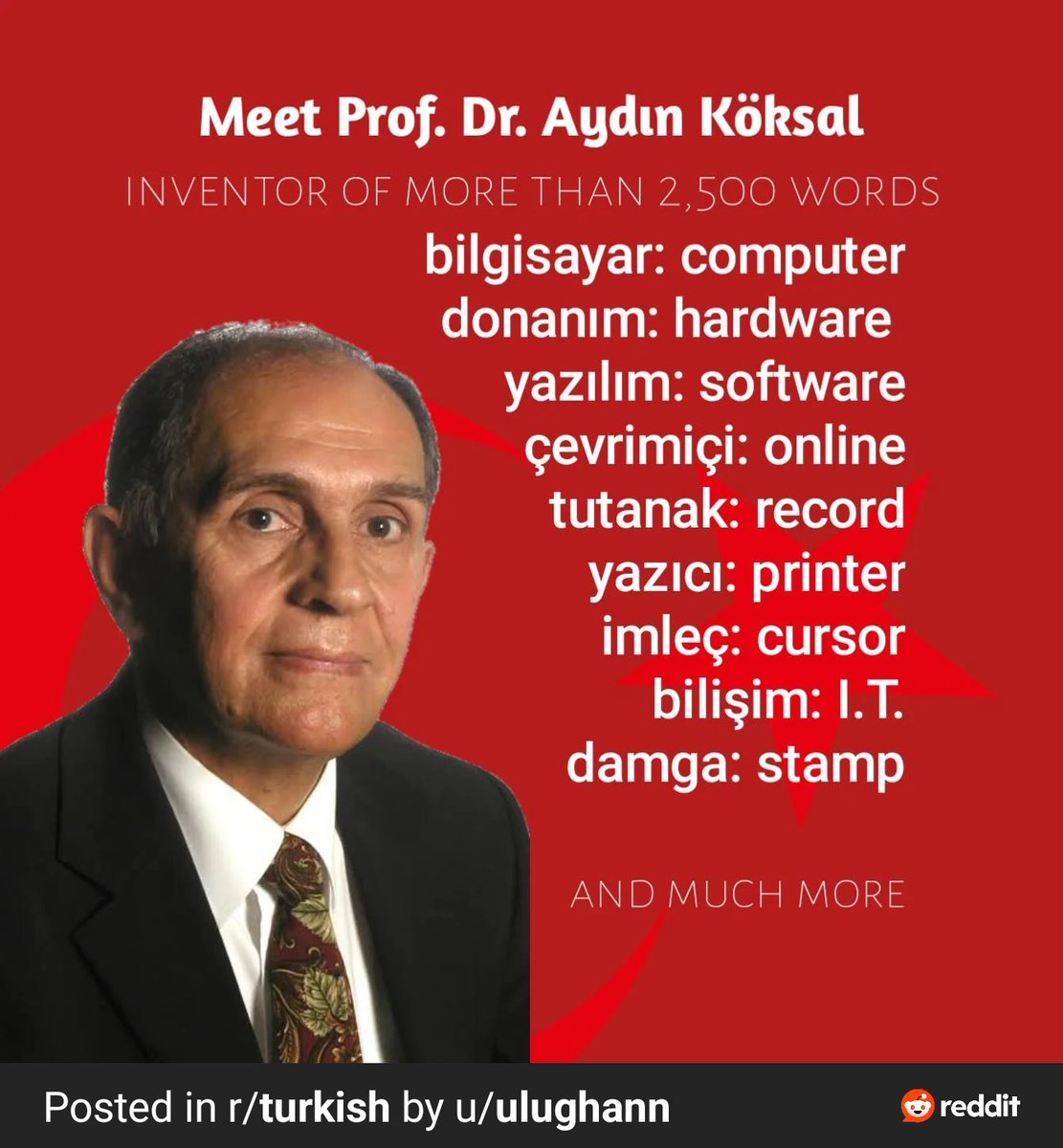Bilgisayar dahil tüm bu terimlerin isim mucidi Aydın Köksal. Hepsi muhteşem