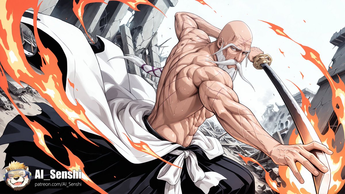 AI_Senshi_69's tweet photo. 山本元柳斎重國  (やまもと げんりゅうさい しげくに)
Yamamoto Genryuusai Shigekuni,  #BLEACH https://t.co/dFbUDU7uZs