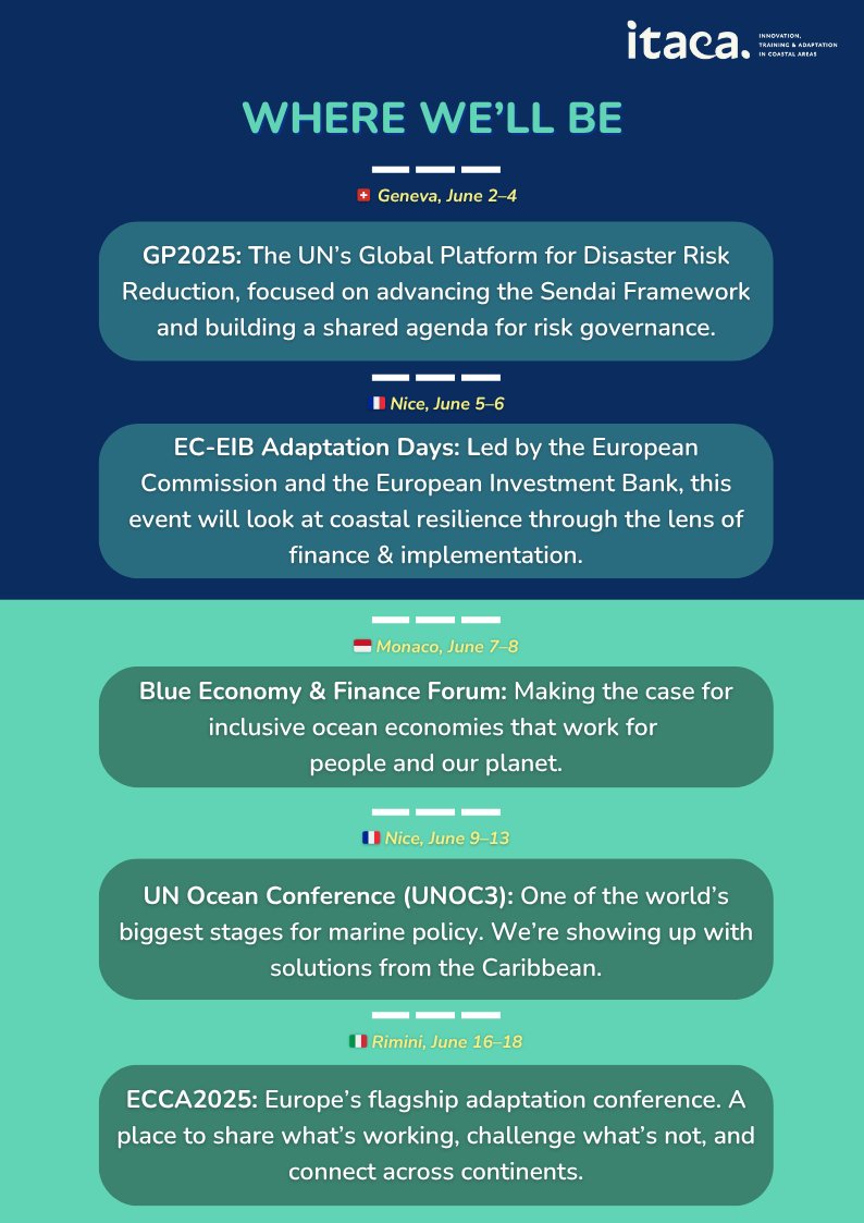 ItacaSolutions's tweet image. 📍 From Geneva to Monaco to Rimini… @LauraCanevari  is heading to 5 global climate forums to bring Caribbean &amp;amp; Latin American perspectives to the world stage. 🌍

🤝 Let’s connect in-person if you&apos;re attending these events!

#UNOC2025 #GP2025 #ECCA2025 #UNOceansdecade