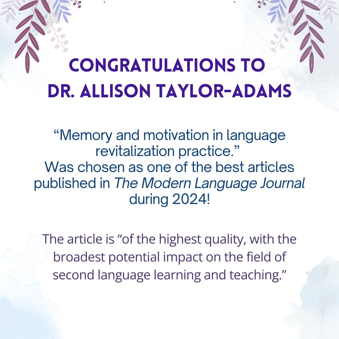 Dr. Allison Taylor-Adams' article, one of the best in 'The Modern Language Journal' is available at onlinelibrary.wiley.com/doi/10.1111/mo…