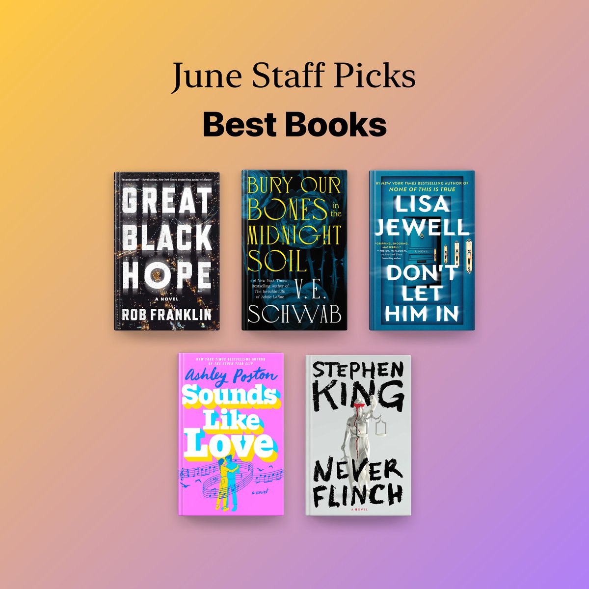 Books we can’t stop talking about. ⬇️

Looking for a pageturner, a mind-bender, or a heartwarmer? Our top picks have you covered. Dive into the stack—your next favorite book is waiting.

apple.co/JuneStaff25