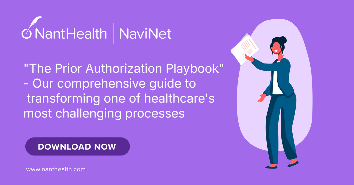 NantHealth's tweet photo. "The Prior Authorization Playbook"
Transform your most challenging admin process with our comprehensive guide! Download: https://t.co/YPR5Nu0LFo #PriorAuths https://t.co/HxkYaSgY5E
