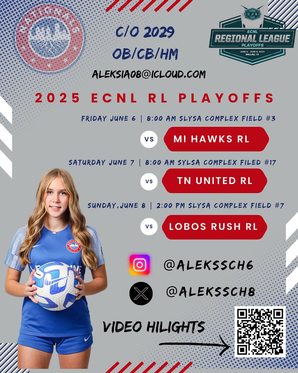 So excited for playoffs this weekend in St. Louis!
*
<a href="/NationalsGA/">Nationals Girls Academy</a> <a href="/nikefootball/">Nike Football</a> <a href="/ECNLgirls/">ECNL Girls</a> <a href="/TopDrawerSoccer/">TopDrawerSoccer</a> <a href="/ImCollegeSoccer/">College Soccer Truth ™</a> <a href="/ImYouthSoccer/">ECNL/GA/Recruiting/College Soccer</a> <a href="/kajbumba/">Futbola federācija</a>