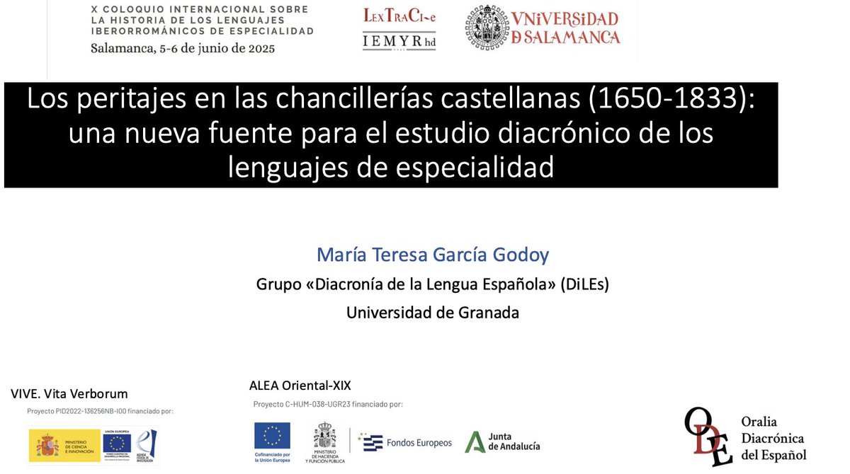 Intervención de Mayte García-Godoy en el X Coloquio Internacional sobre la Historia de los Lenguajes Iberorrománicos de Especialidad (Salamanca 5-6 de junio de 2025).