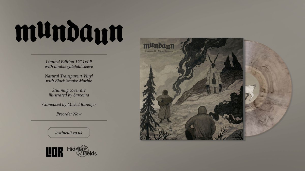 Lost In Cult (@lostincult) on Twitter photo <a href="/HiddenFields/">Hidden Fields</a> <a href="/A_i/">Annapurna Interactive \\ "to a T" is OUT NOW!</a> <a href="/dasmirts/">Michel Ziegler</a> <a href="/MichelBarengo/">Michel Barengo</a> <a href="/MashXToMuse/">Andreas Inderwildi</a> Mundaun Original Soundtrack Vinyl 💽
Enjoy 20 select tracks from <a href="/MichelBarengo/">Michel Barengo</a>'s eerie score. Pressed on a transparent natural vinyl with black smoke marble, housed in a double gatefold sleeve with illustration from folk horror artist <a href="/doomedsarcoma/">coma</a>.
Limited to 500 copies. <a href="/HiddenFields/">Hidden Fields</a> <a href="/A_i/">Annapurna Interactive \\ "to a T" is OUT NOW!</a> <a href="/dasmirts/">Michel Ziegler</a> <a href="/MichelBarengo/">Michel Barengo</a> <a href="/MashXToMuse/">Andreas Inderwildi</a> Mundaun Original Soundtrack Vinyl 💽
Enjoy 20 select tracks from <a href="/MichelBarengo/">Michel Barengo</a>'s eerie score. Pressed on a transparent natural vinyl with black smoke marble, housed in a double gatefold sleeve with illustration from folk horror artist <a href="/doomedsarcoma/">coma</a>.
Limited to 500 copies.