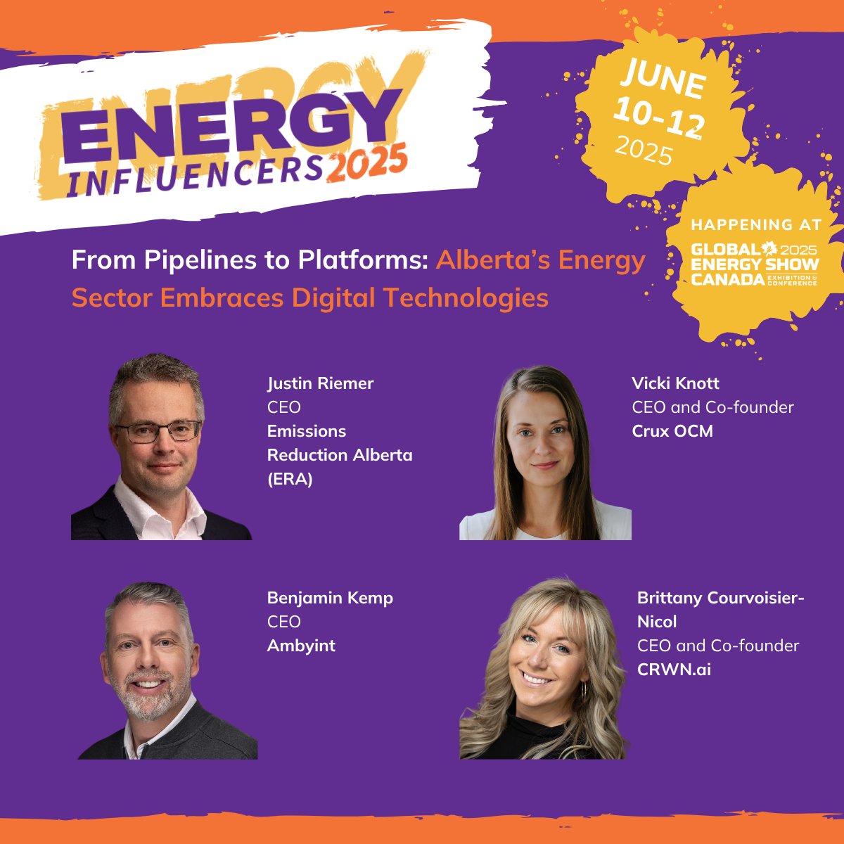 Join us at the Energy Influencer Conference for a dynamic panel exploring how digital technologies are reshaping Alberta’s oil and gas industry, making it smarter, safer, and more sustainable.

Register!
globalenergyshow.com/register/

#EnergyInfluencer #DigitalTransformation #GESC25