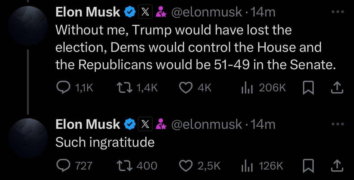 Elon is about to crash out and fall into an unrecoverable K-hole.