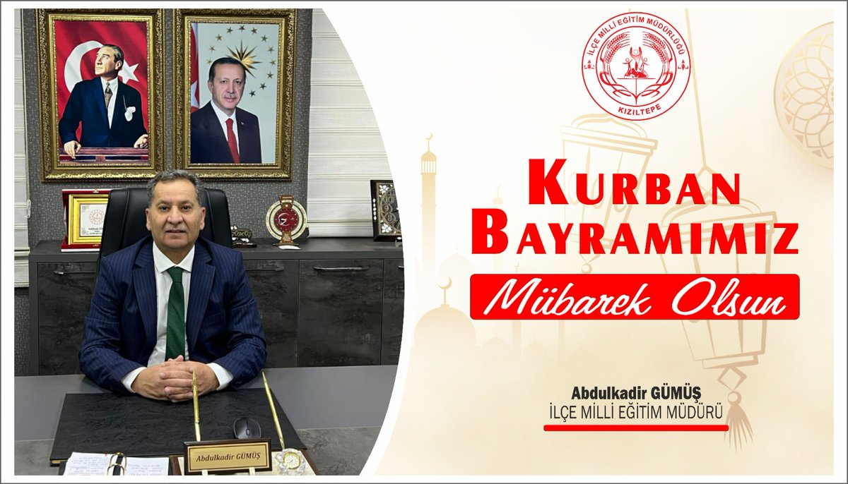 Kurban Bayramı’nın; sevgi, hoşgörü ve paylaşma duygularını güçlendirmesi temennisiyle, tüm eğitim camiamızın, öğrencilerimizin, kıymetli velilerimizin ve halkımızın bayramını en içten dileklerimle kutluyorum. Bayramın; sağlık, huzur ve mutluluk getirmesini diler, nice güzel