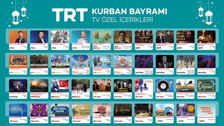 trtavaz's tweet photo. Kurban Bayramı'nda bayrama özel içerikler TRT'de izleyiciyle buluşacak.

https://t.co/R7lng9xLes https://t.co/a7rRXDL9x5