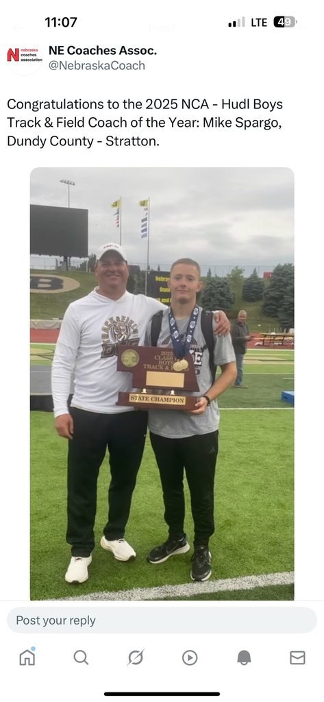 Congratulations to Coach Mike Spargo for being named the 2025 NCA-Hudl Boys Track and Field Coach of the year!