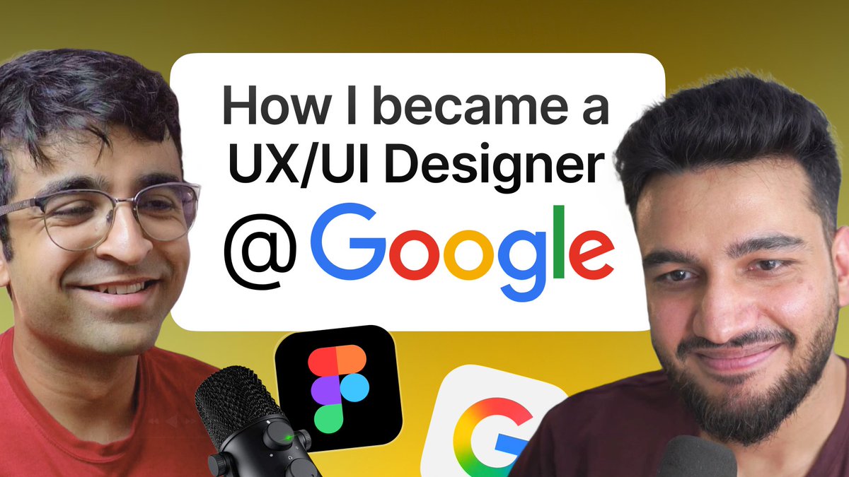 I sat with the UX Manager at Google to see what it takes to join the dream company!

Watch free 👉🏼 youtu.be/UYbnGBKrC84

#uidesign #uxdesign #google #design