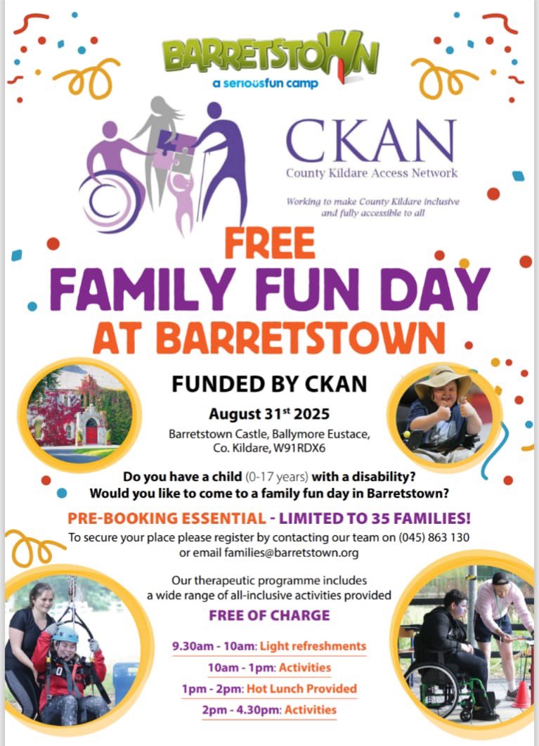 Maynooth Access Group (@access_maynooth) on Twitter photo Do you have a child with a disability ? Would you like to come to a free family fun day in Barretstown ? A limited number of places available . <a href="/ReadaCronin/">Réada Cronin TD 🇮🇪🇵🇸</a> <a href="/Coyne1Anne/">Roisin coyne</a> <a href="/McNiffecent/">Aisling McNiffe 🇵🇸 🇺🇦 🏳️🌈🏳️⚧️#Striving</a> <a href="/EleHollywood/">Eleanor Hollywood</a> <a href="/kildarelibrary/">Kildare Library Service</a> Do you have a child with a disability ? Would you like to come to a free family fun day in Barretstown ? A limited number of places available . <a href="/ReadaCronin/">Réada Cronin TD 🇮🇪🇵🇸</a> <a href="/Coyne1Anne/">Roisin coyne</a> <a href="/McNiffecent/">Aisling McNiffe 🇵🇸 🇺🇦 🏳️🌈🏳️⚧️#Striving</a> <a href="/EleHollywood/">Eleanor Hollywood</a> <a href="/kildarelibrary/">Kildare Library Service</a>