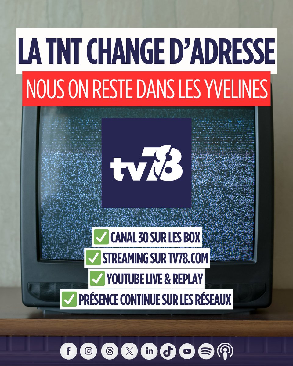 📦 La TNT fait ses cartons ?
📺 tv78 reste bien installée !

✅ Canal 30
✅ YouTube
✅ tv78.com
✅ Réseaux

#TV78 #TNT #TéléLocale #Yvelines #ChangementTNT