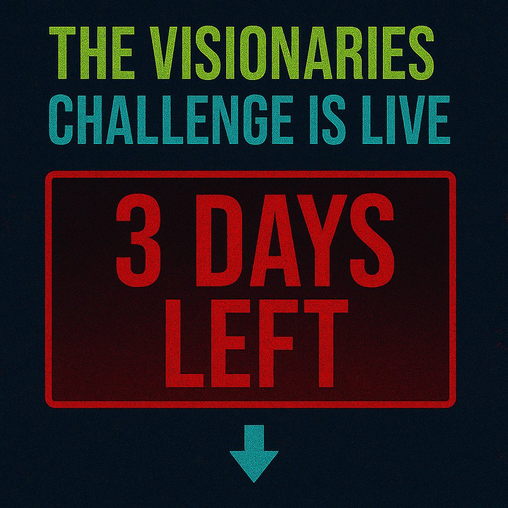 Voortexprotocol's tweet photo. 🧠 The Visionaries Challenge is live — 3 days left
This isn’t for lurkers.
It’s for builders, thinkers, creators.
The ones who see the future — and shape it.

You’ve got 72 hours to show it.
Climb fast. Claim $VOORX. 🌪️

#voortexprotocol #VisionariesChallenge #Solana #Layer2 #web3m