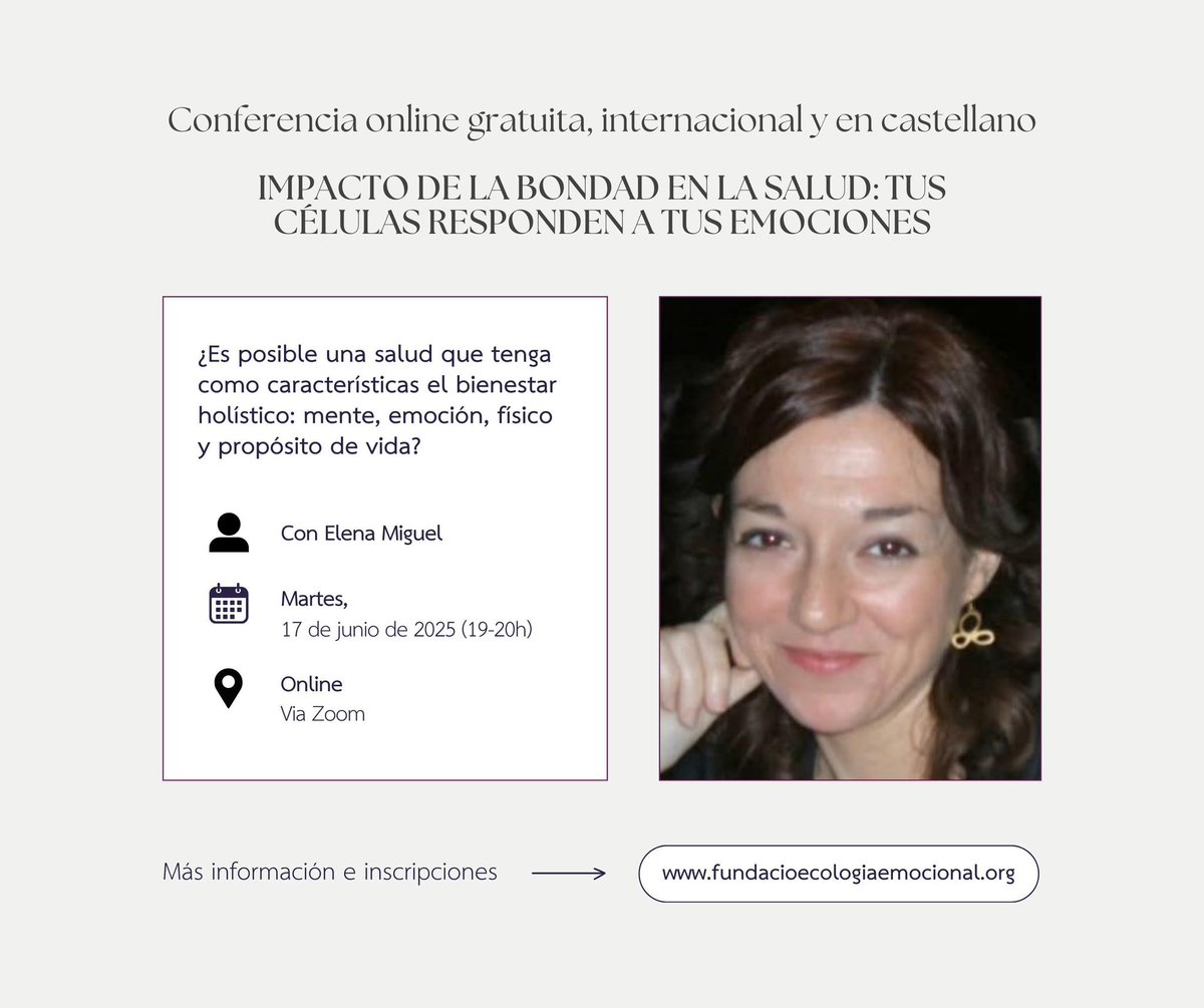 📢 Conferencia online, gratuita y en castellano

👉🏼 El impacto de la bondad en la salud

🗣️ Con Elena Miguel, médica y especialista en gestión del estrés

📅 17 de junio
🕖 19 - 20 h (CET)

ℹ️ bit.ly/44OV2yd
🔗 bit.ly/4kyuohB