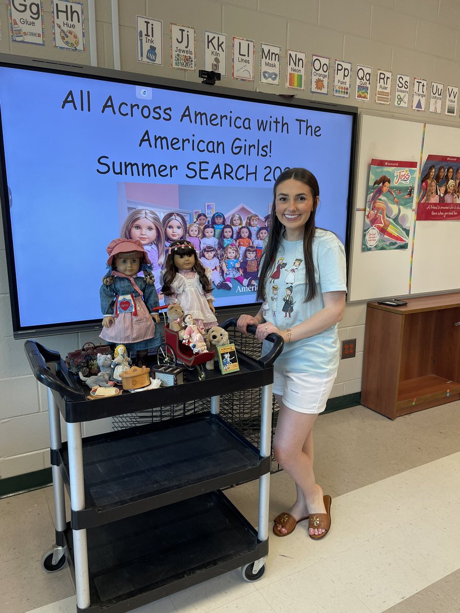 TaylorKuhn98's tweet photo. All Across America with The American Girls- Day 1 students learned about Pioneer Days with Kirsten in 1854 and the turn of the century in 1904 with Samantha! We made butter and paper dolls! We also began our canvas painting! We learned about quilt making &amp; designed one! https://t.co/pMGuHMtoWm