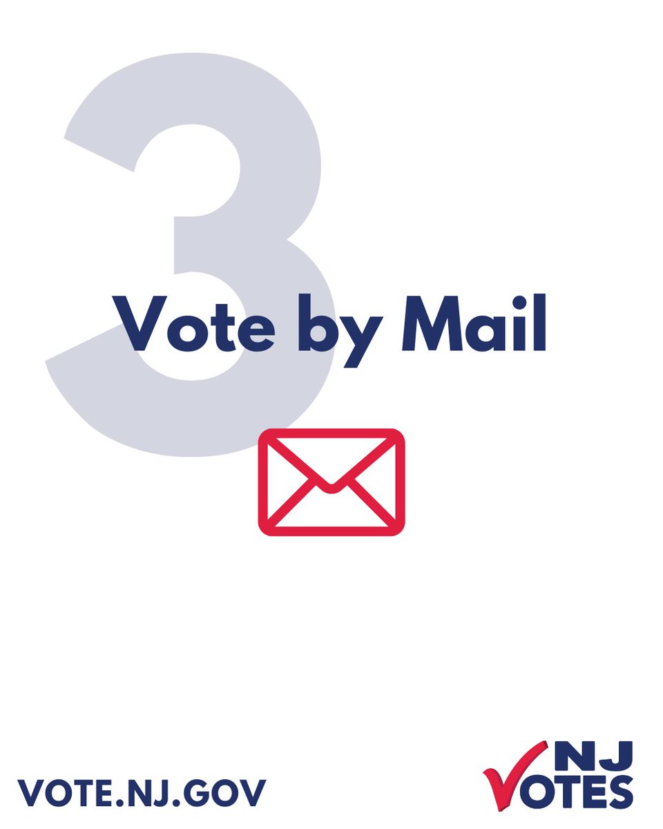 NJ_Votes's tweet image. Planning to vote in the 2025 Primary Election? NJ Voters have 3 ways to vote:
1. At your polling place on Election Day (from 6am to 8pm)
2. In-person early voting
3. Vote by mail
For more info, visit Vote.NJ.Gov. #NJVotes