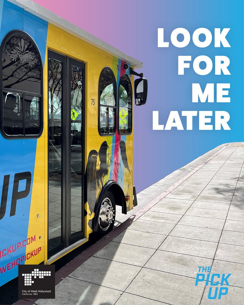 You had soooo much fun last weekend, and I’m soooo easy to spot🔭–so let me do the driving this weekend. Your feet will thank you! 🐾

#WeHoPickUp #FREE!

Fri &amp; Sat: 8 PM - 3 AM
Sun: 2 PM - 10 PM

More info: wehopickup.com
<a href="/WeHoCity/">City of West Hollywood</a>