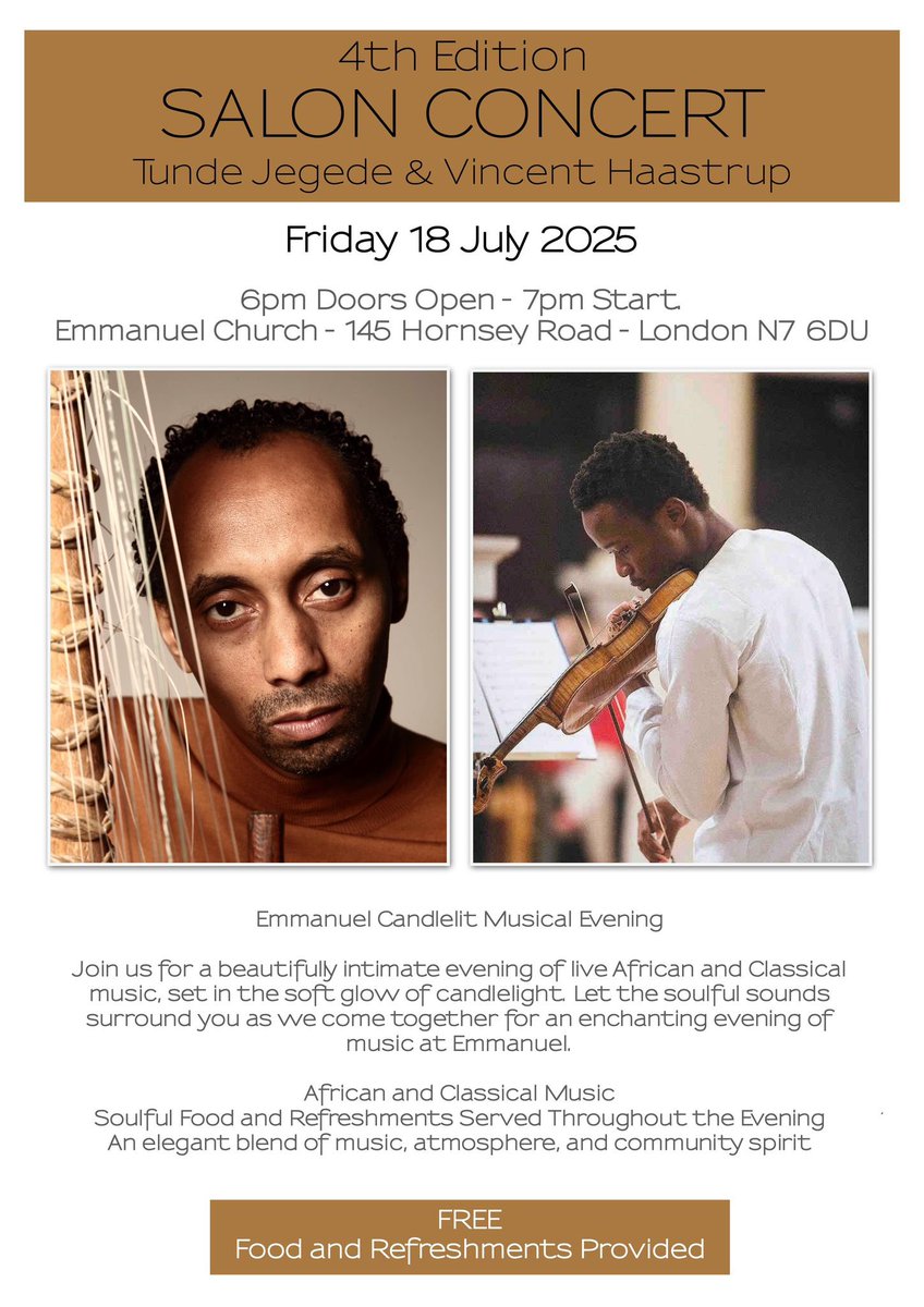 N7_Emmanuel's tweet photo. We have two exciting community events coming up over the next few weeks.
Join us for breakfast at 11am on Saturday June 21st.
On Friday July 18th our 4th Salon concert takes place from 6pm.
All free and everyone’s welcome! https://t.co/dKZ8SosUCh