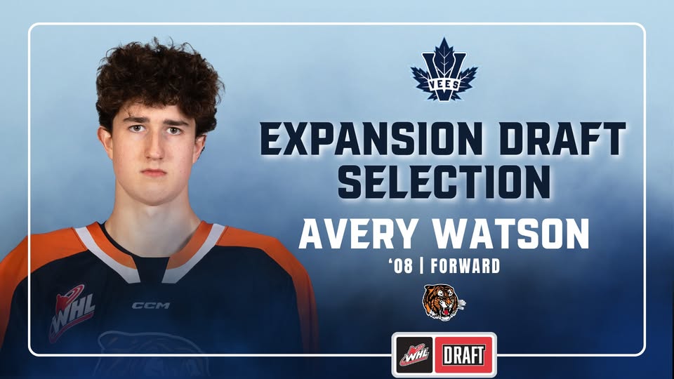 The Penticton Vees have selected 2008-born forward Avery Watson from the Medicine Hat Tigers to complete the WHL Expansion Draft. Thank you Avery for your time with the Tigers!