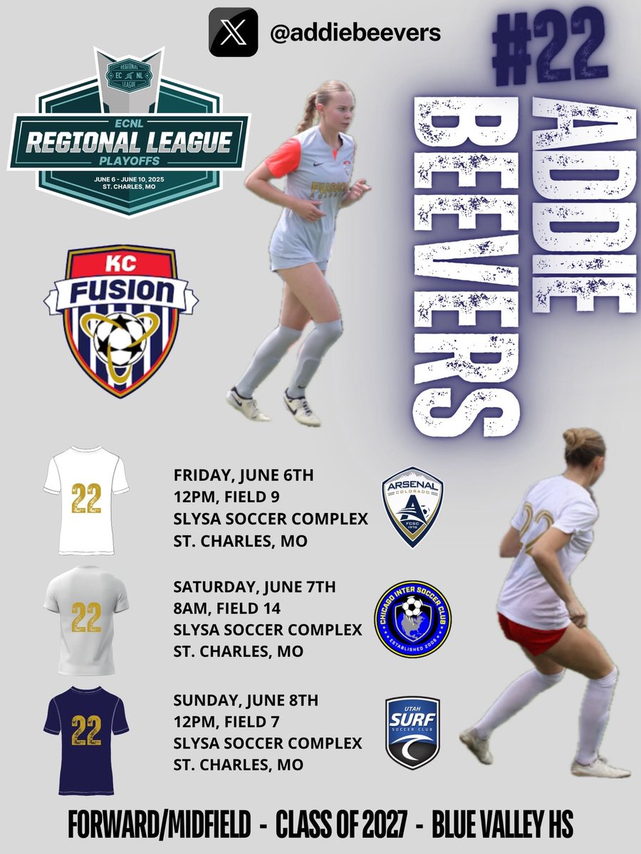 Addie Beevers (@addiebeevers) on Twitter photo T-minus 24 hours til’ kick off @ Central Playoffs
<a href="/kcfusionsc/">KC Fusion</a> <a href="/kcfusionacad08g/">KC Fusion ‘08G Academy</a> <a href="/HSSoccerKC/">SoccerKC</a> <a href="/Hoffer09/">Brian Hoffman</a> <a href="/ImCollegeSoccer/">College Soccer Truth ™</a> <a href="/ImYouthSoccer/">ECNL/GA/Recruiting/College Soccer</a> T-minus 24 hours til’ kick off @ Central Playoffs
<a href="/kcfusionsc/">KC Fusion</a> <a href="/kcfusionacad08g/">KC Fusion ‘08G Academy</a> <a href="/HSSoccerKC/">SoccerKC</a> <a href="/Hoffer09/">Brian Hoffman</a> <a href="/ImCollegeSoccer/">College Soccer Truth ™</a> <a href="/ImYouthSoccer/">ECNL/GA/Recruiting/College Soccer</a>