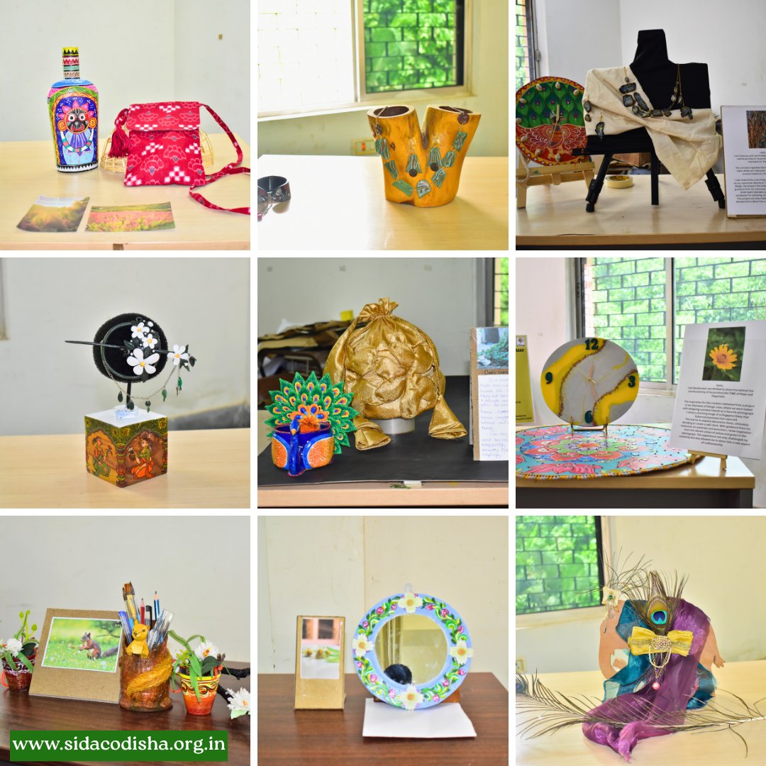 Sidac_Odisha's tweet image. Designs that speak!

A vibrant display by SIDAC&apos;s One-Year Craft Design Course students - Exploring the &quot;Elements of Design&quot; through uniquely crafted, theme-driven products.
#CraftDesign #SIDAC #ElementsOfDesign #StudentShowcase #HandcraftedCreativity #CreativeExpressions