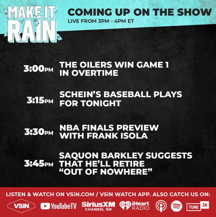 VSiN (@vsinlive) on Twitter photo The show you can't afford to miss LIVE at 3pm ET!
<a href="/AdamSchein/">Adam Schein</a> with betting insights for everything happening + <a href="/TheFrankIsola/">Frank Isola</a>
We'll meet you on the VSiN Watch App, download here: onelink.to/4895f5 The show you can't afford to miss LIVE at 3pm ET!
<a href="/AdamSchein/">Adam Schein</a> with betting insights for everything happening + <a href="/TheFrankIsola/">Frank Isola</a>
We'll meet you on the VSiN Watch App, download here: onelink.to/4895f5