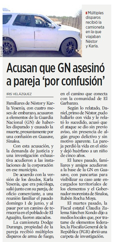 En menos de un mes, dos casos de presuntas ejecuciones extrajudiciales atribuibles al #Ejército y a #GuardiaNacional en #Sinaloa. 

Las consecuencias de la innegable #militarización.
Vía <a href="/Reforma/">REFORMA</a> 👇