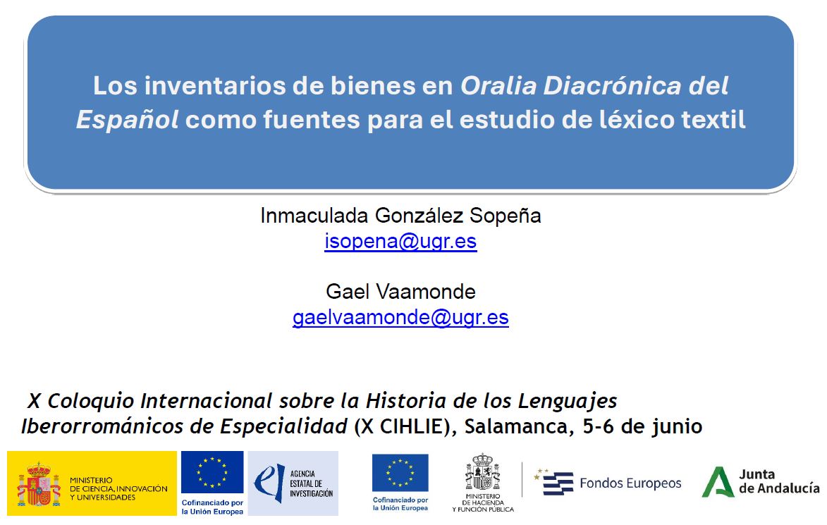 Intervención de Inmaculada González Sopeña y de Gael Vaamonde en el X Coloquio Internacional sobre la Historia de los Lenguajes Iberorrománicos de Especialidad (Salamanca 5-6 de junio de 2025).