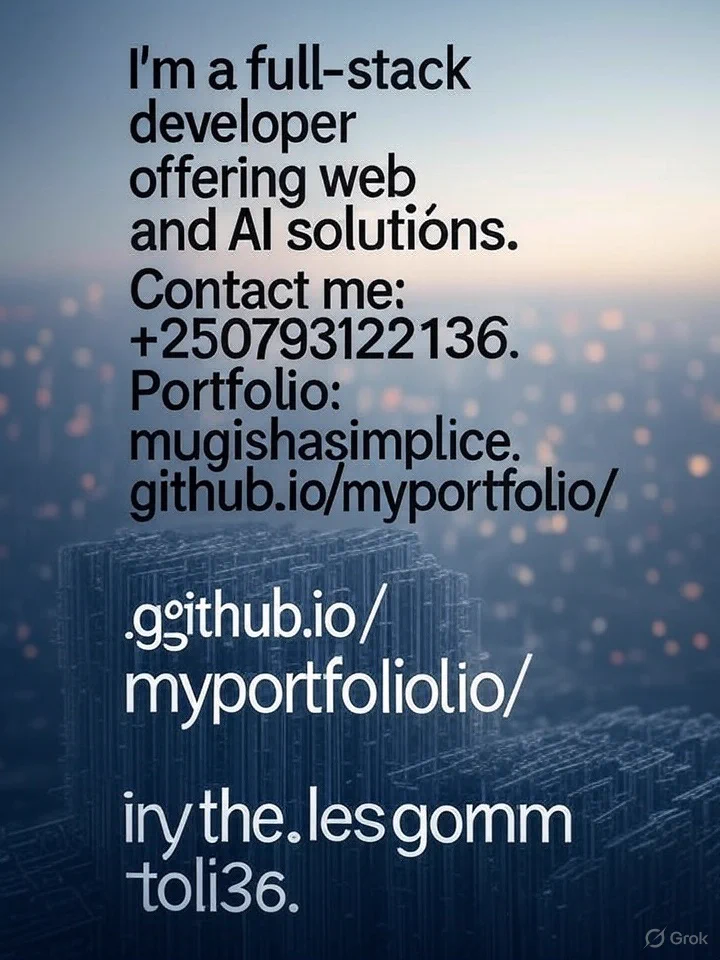 I’m a full-stack developer offering web and AI solutions. Contact me: +250793122136.