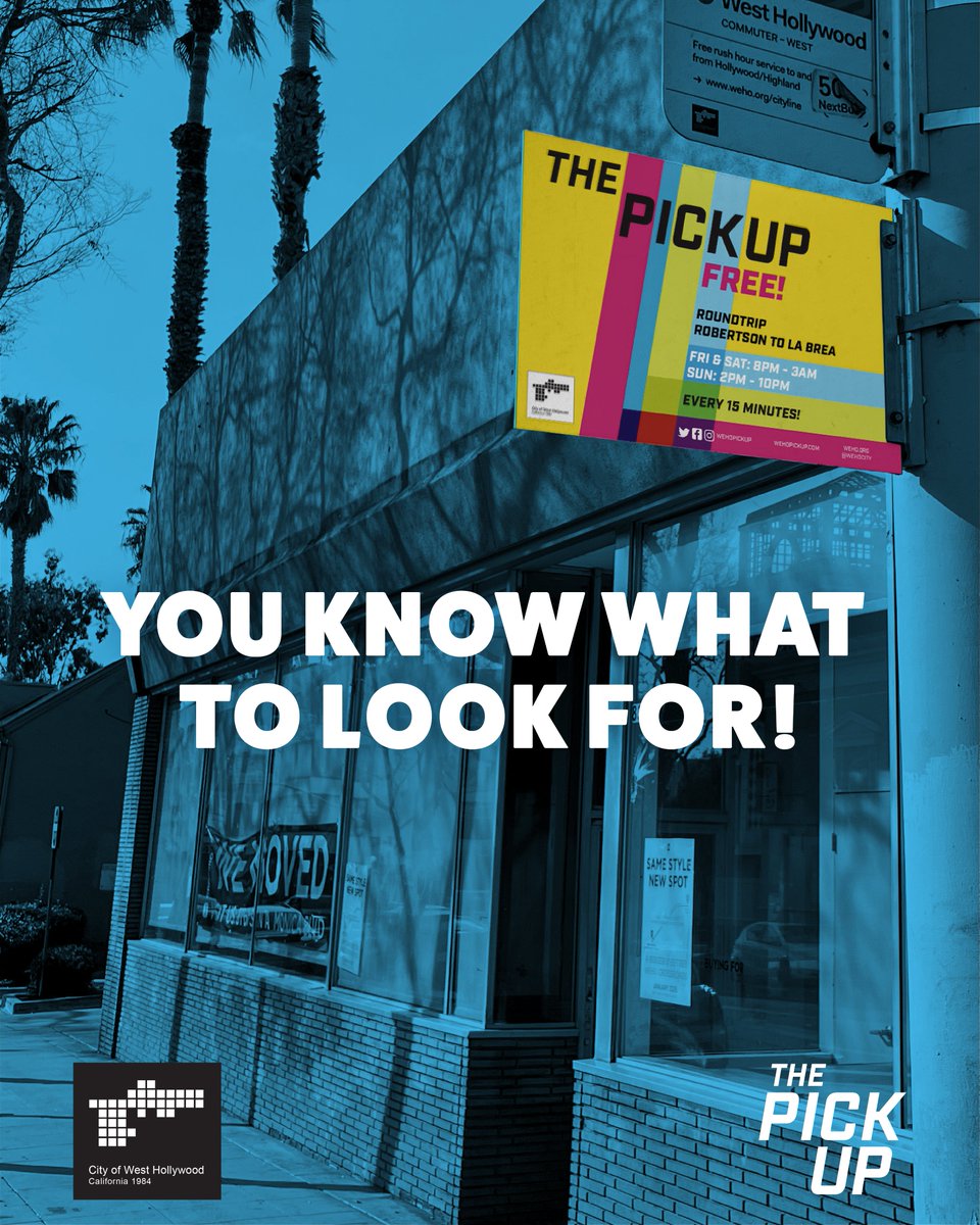 If there’s ANYBODY more visible than me on a #WeHo Friday night, I hope you’re planning to ride the #WeHoPickUp!

#BirdsofaFeather 🦩

Fri &amp; Sat: 8 PM - 3 AM
Sun: 2 PM - 10 PM

More info: wehopickup.com
<a href="/WeHoCity/">City of West Hollywood</a>