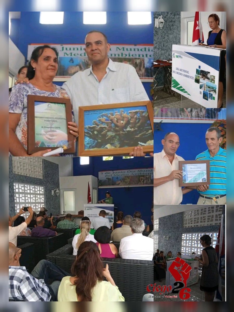 julio Heriberto Gómez Casanova (@jhgcasanova) on Twitter photo Se realizó hoy en #CiegodeAvila el Acto provincial por el #DíaMundialDelMedioAmbiente.
Fueron reconocidas varias entidades del territorio que se destacaron en su gestión ambiental y buenas prácticas.
¡Muchas felicidades!. #CiegoEn26 #LatirAvileño <a href="/DiazCanelB/">Miguel Díaz-Canel Bermúdez</a> <a href="/DrRobertoMOjeda/">Dr. Roberto Morales Ojeda</a> Se realizó hoy en #CiegodeAvila el Acto provincial por el #DíaMundialDelMedioAmbiente.
Fueron reconocidas varias entidades del territorio que se destacaron en su gestión ambiental y buenas prácticas.
¡Muchas felicidades!. #CiegoEn26 #LatirAvileño <a href="/DiazCanelB/">Miguel Díaz-Canel Bermúdez</a> <a href="/DrRobertoMOjeda/">Dr. Roberto Morales Ojeda</a>