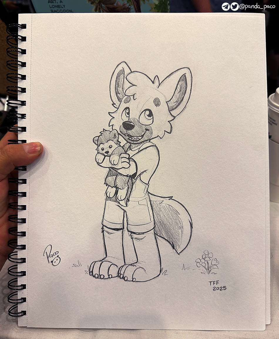 Phoenix doesn’t go anywhere without his plush wolf.
Who is not just a plush, it’s backup, it’s comfort, it’s a trusted sidekick for all big adventures.

Picture for Phoenix the german shepherd, done at the TFF's Artists Alley
Traditional. Pencil.