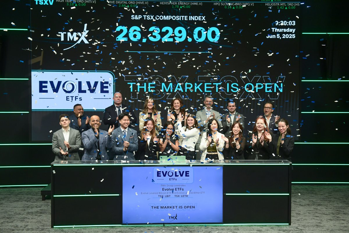 The Evolve ETFs team was thrilled to ring the opening bell this morning at the Toronto Stock Exchange to celebrate the launch of the Evolve Levered Bitcoin ETF (TSX: LBIT) and the Evolve Levered Ether ETF (TSX: LETH).

Explore LBIT: evolveetfs.com/product/lbit/
Explore: LETH: