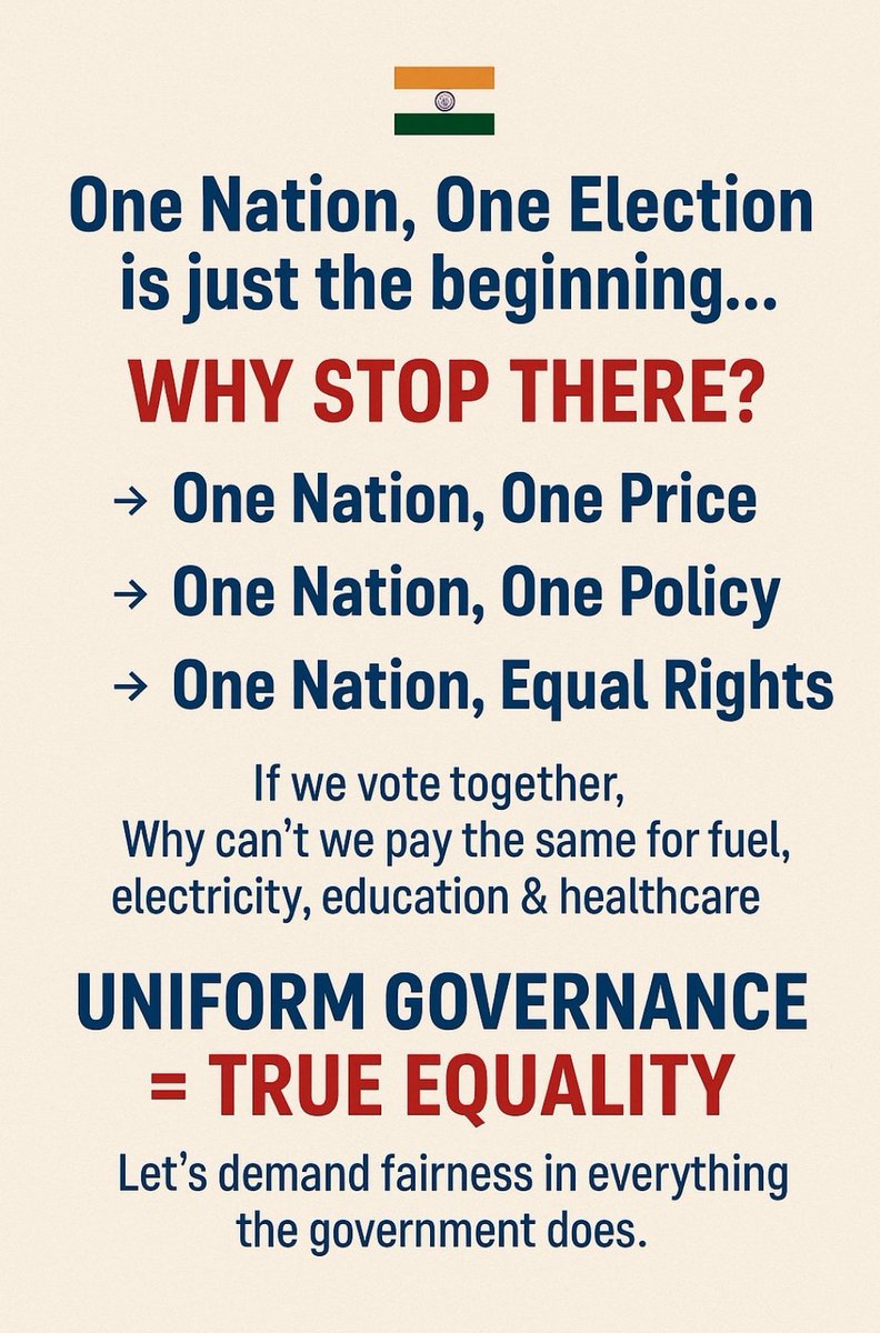 vinnums's tweet photo. 🇮🇳
#OneNationOneElection #OneNationOnePrice #EqualIndia #PolicyReform #IndiaFirst https://t.co/2zx2IuZuVS