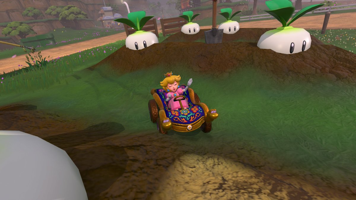 Pour l'instant MK world c'est vraiment bien, en plus j'ai trouvé l'endroit où Peach cultive ses turnips