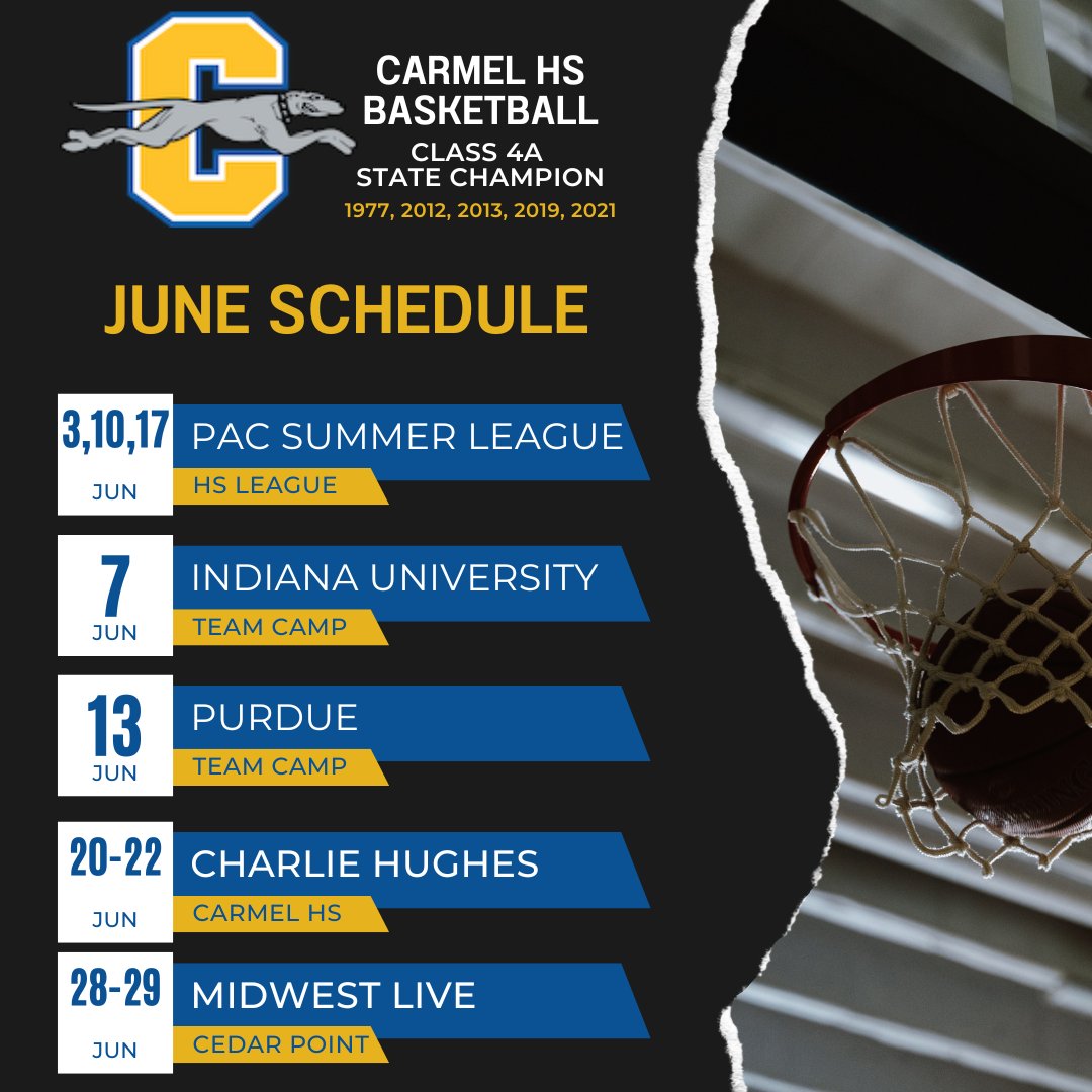 👉June Schedule🏀 <a href="/CarmelMBB/">Carmel Basketball</a>

<a href="/BRamseyKSR/">Brandon Ramsey</a> <a href="/kylerstaley/">Kyler Staley</a> <a href="/KyleNeddenriep/">Kyle Neddenriep</a> <a href="/INBBallSource/">Trevor Andershock</a> <a href="/JeffRabjohns/">Jeff Rabjohns</a> <a href="/JWReamer/">Jim Reamer 🏴‍☠️</a> <a href="/ZT17Hoops/">Zak Tyler</a> <a href="/pwooley03/">Patrick</a> <a href="/e_r_a_sports/">ERA SPORTS</a>