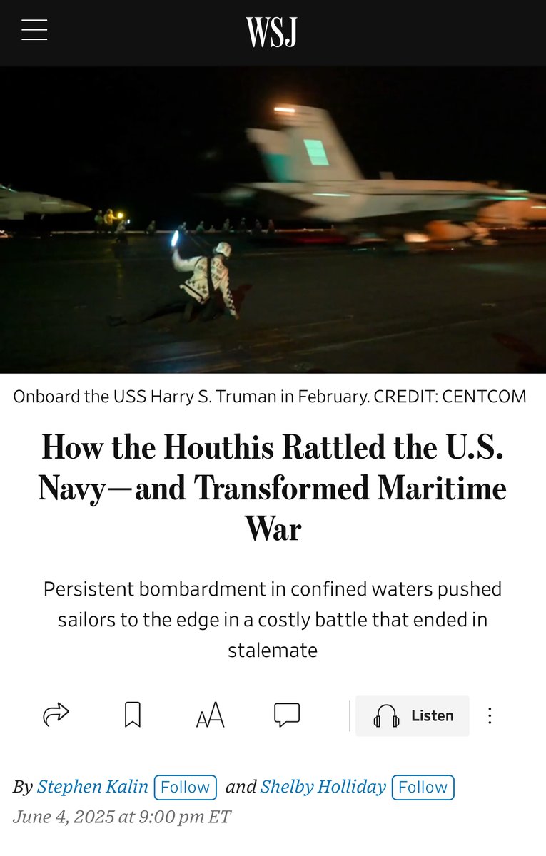 Bryan Clark (@clarkdefense) on Twitter photo My comments in <a href="/WSJ/">The Wall Street Journal</a> on the new challenges of deterrence in the Red Sea:
"You make it a sitting duck out there and within range of Houthi weapons," Bryan Clark, a former Navy strategist and senior fellow at the Hudson Institute, said of deploying a carrier to the area.
"We used My comments in <a href="/WSJ/">The Wall Street Journal</a> on the new challenges of deterrence in the Red Sea:
"You make it a sitting duck out there and within range of Houthi weapons," Bryan Clark, a former Navy strategist and senior fellow at the Hudson Institute, said of deploying a carrier to the area.
"We used