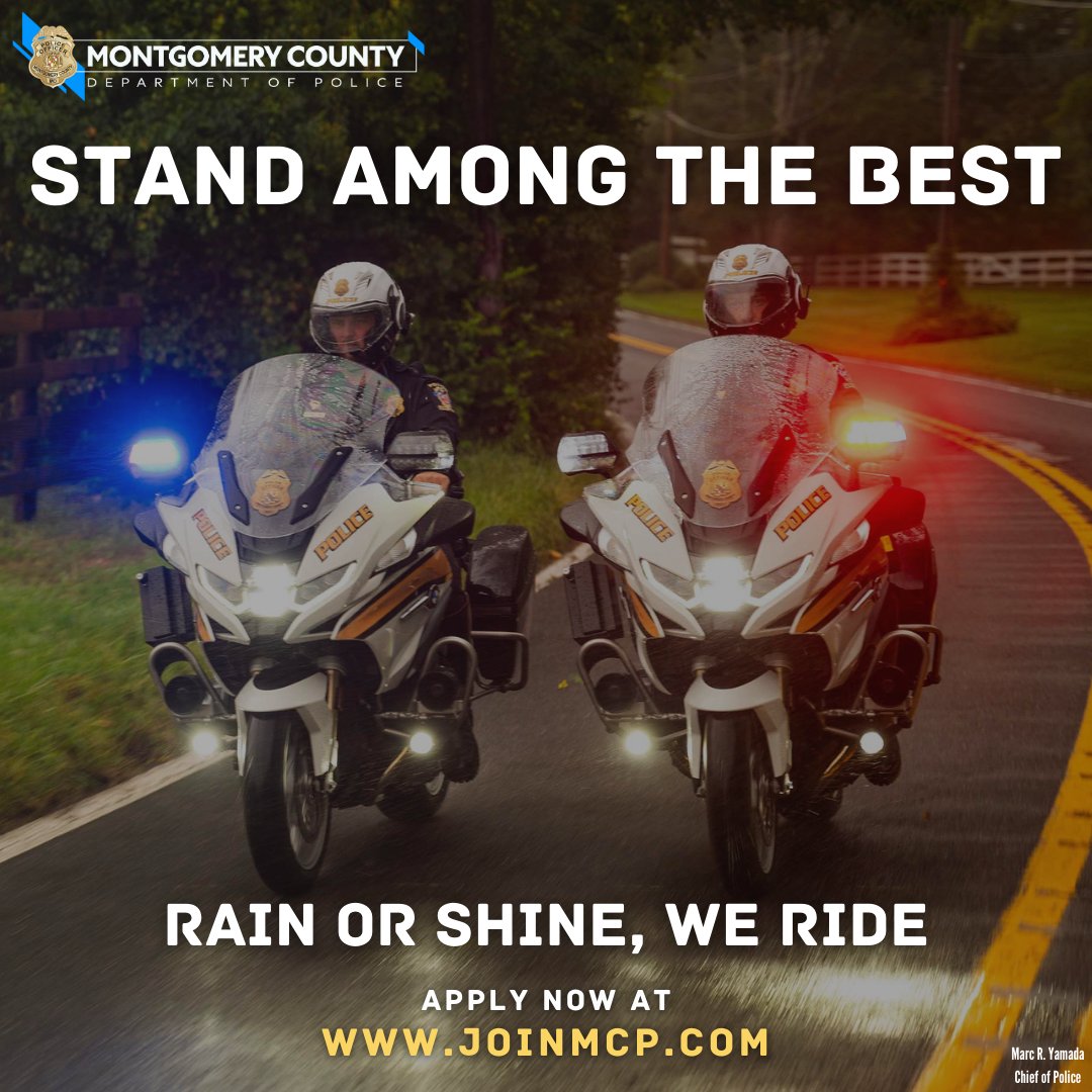 mcpnews's tweet photo. Rain, shine, day, or night—our Motor Officers are always ready to ride.
Think you’ve got what it takes?
🚨 Apply today at https://t.co/nUPA5jJ4rb
#StandAmongTheBest #MCPD #MCPNews #JoinMCPD https://t.co/1qHALx2xT7