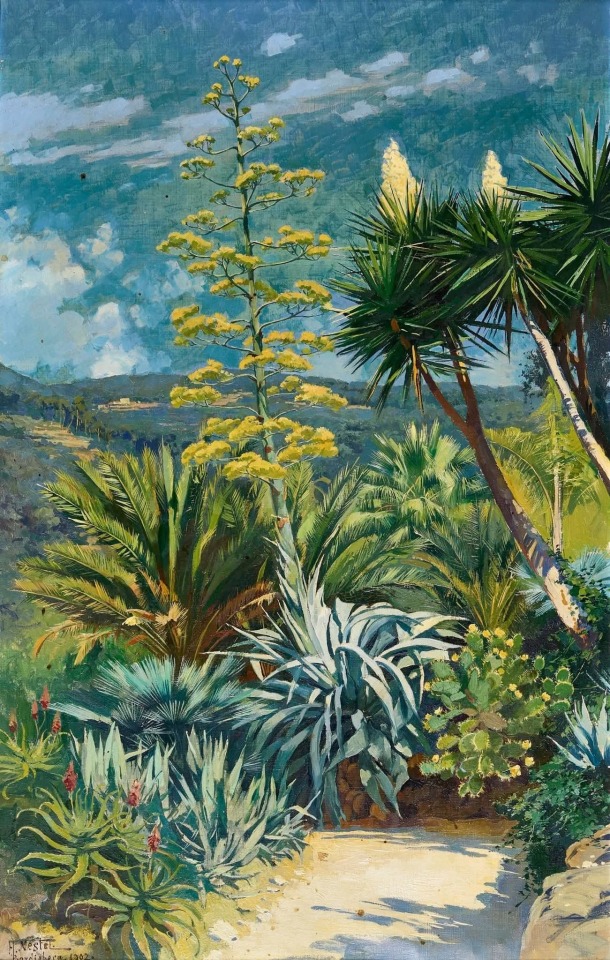 Hermann Nestel (1858-1905) 

Sunny Path at Bordighera With Mediterraner Flora c.1902