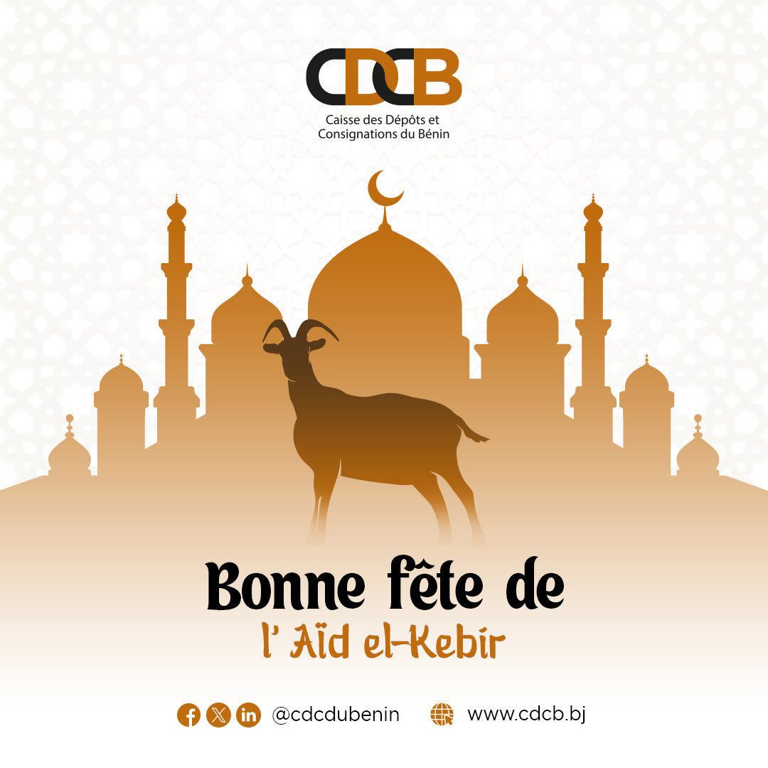 La <a href="/cdcdubenin/">Caisse des Dépôts et Consignations du Bénin</a>  souhaite à toute la communauté musulmane une bonne fête de la Tabaski.

#ISR
#aïdelkebir2025