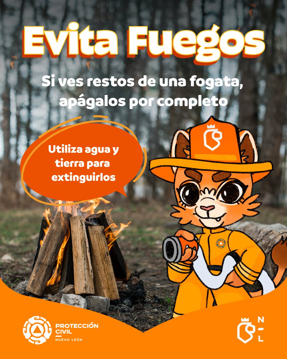 Con el calor intenso de estos días #EvitaFuegos te hace un llamado: no enciendas fogatas y no quemes basura, el fuego se propaga más rápido de lo que crees. 🔥🚫

Si ves restos de una fogata, apágalos con agua y tierra. 🌊🌱
Y si ves un incendio llama de inmediato al 9-1-1. 📱
