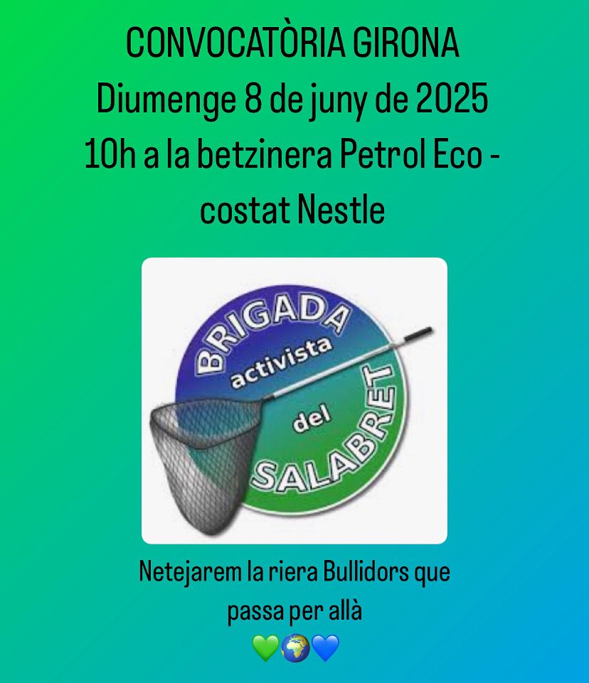 Brigada Activista del Salabret 
No saps què fer diumenge???
La Brigada Salabret és la teva opció.
Vine i seràs molt benvingut