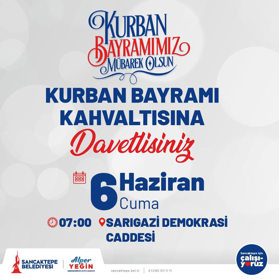 Kıymetli Sancaktepeli komşularım,

Bayram namazının ardından, Demokrasi Caddesi’nde kuracağımız bayram kahvaltısı sofrasında sizlerle bir araya gelmekten büyük mutluluk duyacağım.

Bu mübarek bayram sabahında, birliğimizi ve kardeşliğimizi birlikte pekiştirmek dileğiyle siz