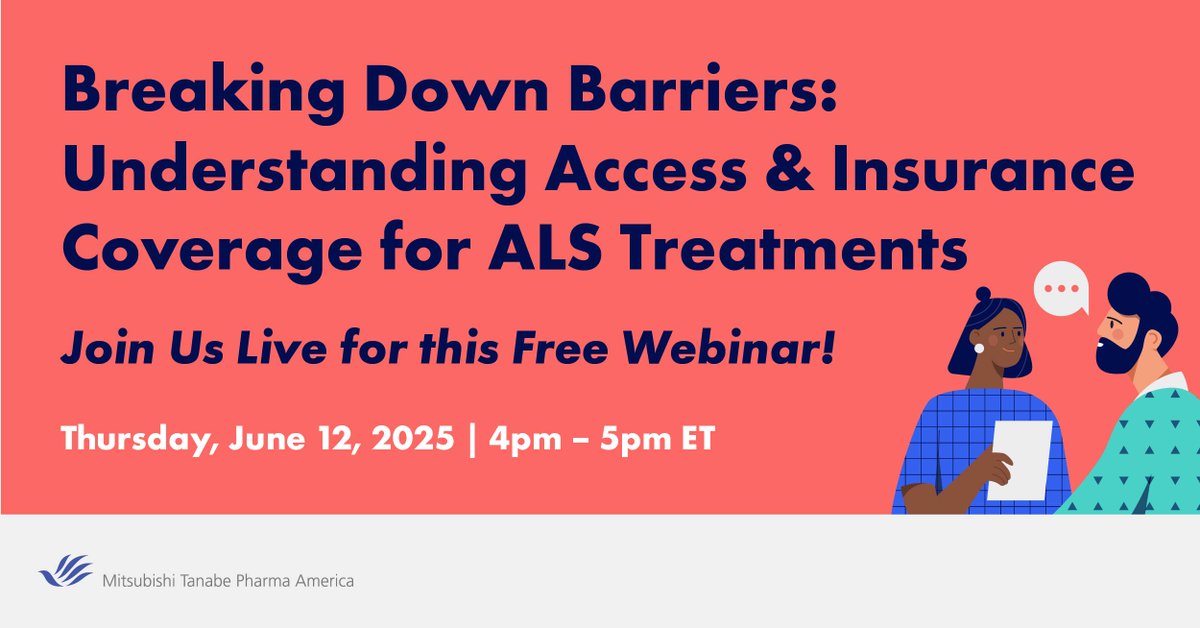 MTPA_US's tweet image. Don’t miss out! One week left to register for our FREE webinar on understanding ALS treatment access. Hear from an access expert and two ALS community members as they share personal experiences navigating insurance and financial assistance.
Register now: bit.ly/3YRd5jq