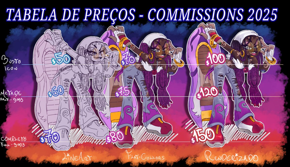 takossa_'s tweet image. Tabela atual de encomendas ✏️💲
Mais informações por DM 💚
(Values are the same in dollar)