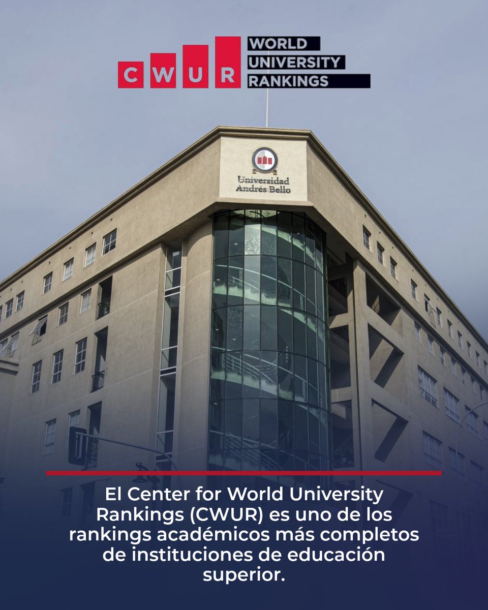 Vrid_Unab's tweet image. #OrgulloUnab 🙌 Universidad Andrés Bello en el Top 5 de universidades de Chile según el Center for World University Rankings (CWUR), una de las mediciones académicas más completas de instituciones de educación superior en el mundo 🌎 

Además, la versión 2025 del CWUR posicionó a…