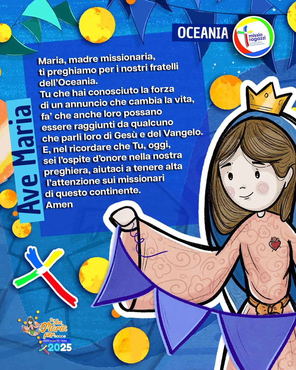 ilpontedoro's tweet photo. 💙 𝙐𝙣'𝘼𝙫𝙚 𝙈𝙖𝙧𝙞𝙖 𝙥𝙚𝙧... 𝙇'𝙊𝙘𝙚𝙖𝙣𝙞𝙖: In questa settimana del mese mariano affidiamo alla Vergine Maria tutti i ragazzi dell'Oceania.

⬇️ Per scaricare la proposta di preghiera integrale, da realizzare con i ragazzi, clicca qui:
https://t.co/qzpCufIFfI https://t.co/c7ACmRqtOT