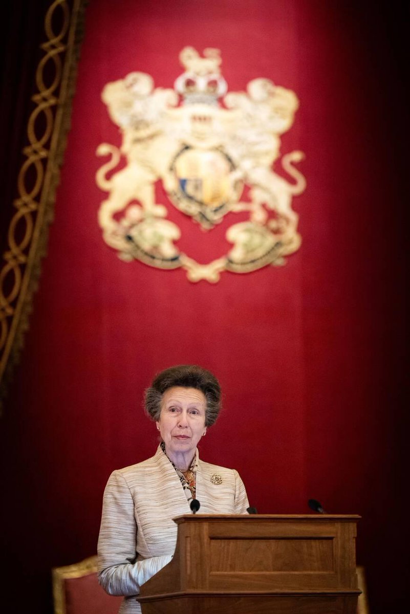 Princess Anne giving a speech during a reception at Buckingham Place, to bring together charities and organisations that HRH is closely associated with, today! ✨👑

📸 Aaron Chown