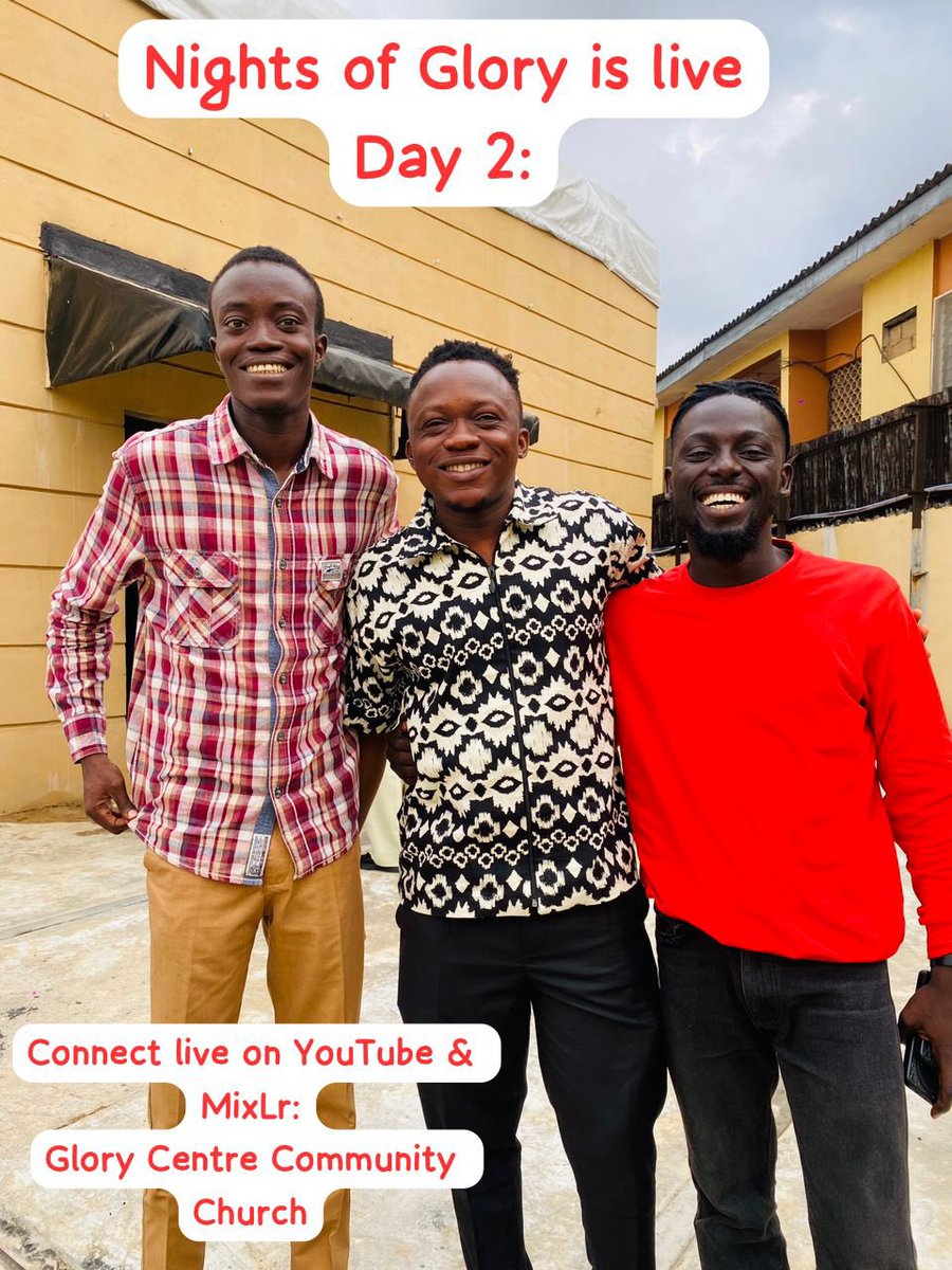 Nights of Glory Day 2  at Glory Centre Community Church is live.

Plug in;

YouTube: 
youtube.com/live/svFgtYOih…

Mixlr:
…ntre-community-church-ojodu.mixlr.com